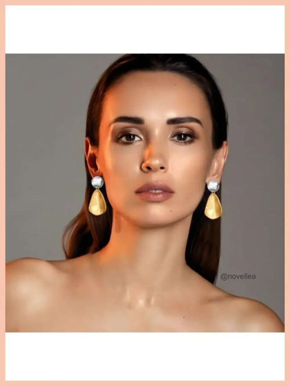 Gold Plated Geometric Chunky Dangle Earrings Statement Drop Hammered